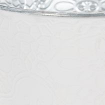 Artikel Metall-Übertopf Blumenmuster Ø16cm H14cm Weiß Innenbereich
