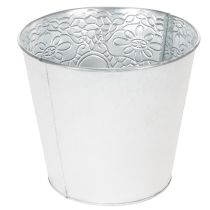 Artikel Metall-Übertopf Blumenmuster Ø16cm H14cm Weiß Innenbereich