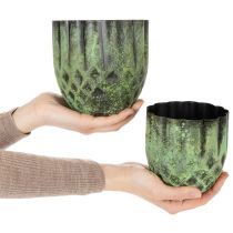 Artikel Metall Übertopf Set Vintage Grün Ø14cm/12cm, 2-teilig