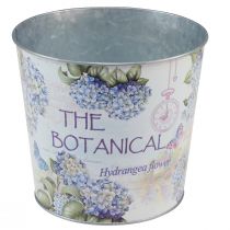 Artikel Blumentopf Metall Hortensienmotiv Ø17,5cm H16cm Weiß Innenbereich