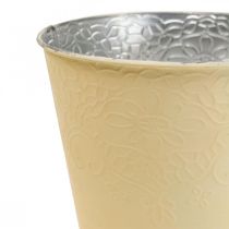 Übertopf Metall Blumenübertopf Pastell Gelb Ø20cm H16cm