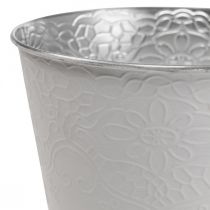 Übertopf Metall Blumenübertopf Pastell Weiß Ø13,5cm H12,5cm
