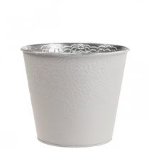 Blumentopf Metall Blumenübertopf Pastell Weiß Ø12cm