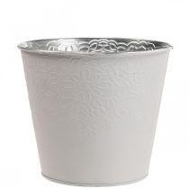 Übertopf Metall Blumenübertopf Pastell Weiß Ø13,5cm H12,5cm