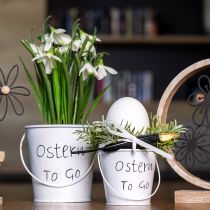 Artikel Übertopf Ostern Mini Blumentopf Metall Eimer Weiß 7cm 6St