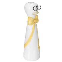 Artikel Keramikvase in Entenform mit gelber Schleife, 24 cm, Weiß, 2-teiliges Set