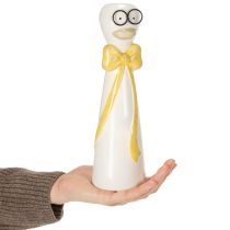 Artikel Keramikvase in Entenform mit gelber Schleife, 24 cm, Weiß, 2-teiliges Set