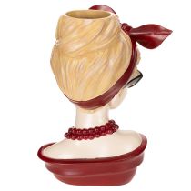 Artikel Kopfvase aus Polyresin, Frau mit Sonnenbrille und Perlenkette, 30 cm, mehrfarbig