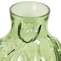 Artikel Glastulpenvase 22,5 cm Grün mit geprägtem Tulpendesign