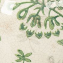 Artikel Keramikvase mit Pflanzenmuster, 19 cm, Weiß-Grün