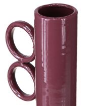 Artikel Metallvase 25cm hoch mit runden Griffen in glänzendem Rot für Innenräume