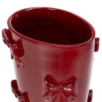 Artikel Dekovase Stiefel aus Polyresin 37cm bordeaux mit Schleifen
