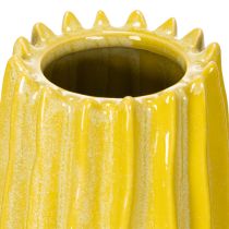Artikel Keramikvase Gelb Gerilltes Design 33 cm für Wohnraumdekoration