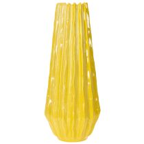 Artikel Keramikvase Gelb Gerilltes Design 33 cm für Wohnraumdekoration