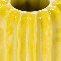 Artikel Kaktus Keramikvase Gelb 13 cm mit Rillenstruktur im 4er-Set