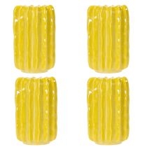 Artikel Kaktus Keramikvase Gelb 13 cm mit Rillenstruktur im 4er-Set