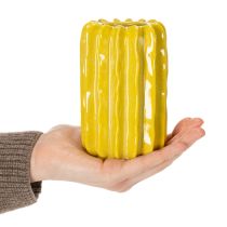 Artikel Kaktus Keramikvase Gelb 13 cm mit Rillenstruktur im 4er-Set