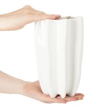 Artikel Keramikvase geriffelt 24 cm weiß für Trockenblumen