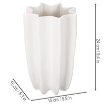 Artikel Keramikvase geriffelt 24 cm weiß für Trockenblumen