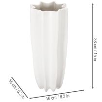 Artikel Blumenvase aus Keramik geriffelt Weiß 38cm