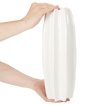 Artikel Weiße Keramikvase geriffelt 40cm für Trockenblumen