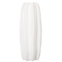 Artikel Weiße Keramikvase geriffelt 40cm für Trockenblumen