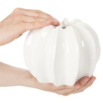 Artikel Kürbis-Dekovase Keramik weiß glänzend 19cm für Wohnzimmerdeko