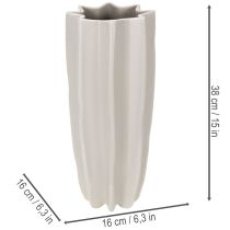 Artikel Keramikvase mit Rillenstruktur mattgrau 38 cm hoch für Trockenblumen