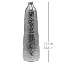 Artikel Deko Vase aus gehämmertem Metall Ø9,5cm H32cm Silber