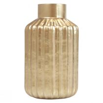 Artikel Vase Gold Glasvase mit Rillen Blumenvase Glas Ø8cm H14cm