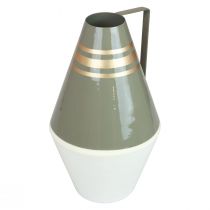Artikel Nostalgische Metallvase mit Henkel im Vintage Look - Creme/Grau/Gold Ø19cm H31cm
