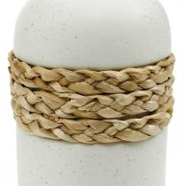 Artikel Weiße Keramikvase mit Seegrasband, H22,5cm, für Trockenblumen und Tischdekoration