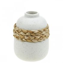 Artikel Blumenvase weiß Keramik Seegras Tischvase H10,5cm 2St