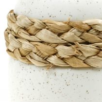Artikel Keramikvase Weiß mit Seegrasband, H10,5 cm, 2 Stück