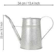 Artikel Verzinkte Gießkanne aus Metall 1,7L Grau H23cm für Blumendekoration und Pflanzgefäße