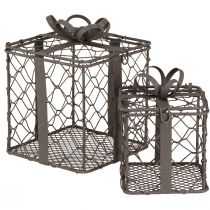 Artikel Vintage Drahtkorb Geschenk Metall Grau 10,5/7,5cm Set à 2St