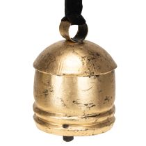 Artikel Dekorative Glocke aus Metall mit schwarzem Samtband und Used Look