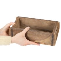 Artikel Vintage Holzkiste Pflanzkasten 30cm Natur Holz mit Metallbändern