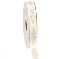Artikel Vintage Nussknacker Dekoband in Creme für festliche Geschenkverpackung Breit 15mm Länge 20m