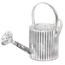 Artikel Metall-Pflanzkanne Ø17cm, Gießkanne, Verzinkt, Grau-Weiß, für Deko und Bepflanzung