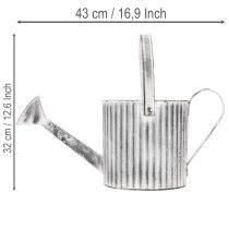 Artikel Metall-Pflanzkanne Ø17cm, Gießkanne, Verzinkt, Grau-Weiß, für Deko und Bepflanzung