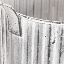 Artikel Metall-Pflanzkanne Ø17cm, Gießkanne, Verzinkt, Grau-Weiß, für Deko und Bepflanzung