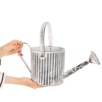Artikel Metall-Pflanzkanne Ø17cm, Gießkanne, Verzinkt, Grau-Weiß, für Deko und Bepflanzung