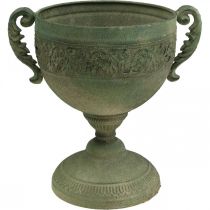 Vintage Pokal Übertopf Metall Rustikal Kelch mit Henkeln H26cm Ø19cm
