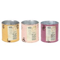 Artikel Blumentopf-Set aus Metall im Vintage-Look mit Schriftzug Ø10 x H11cm Lachs/Lila/Apricot