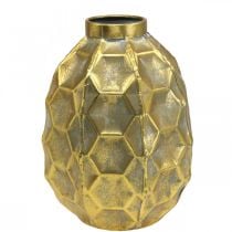 Vintage Vase Gold Blumenvase Vase Wabenoptik Ø22,5cm H31cm
