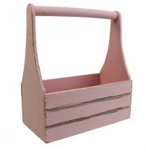 Artikel Vintage Blumenkasten Holz Pflanzkasten Rosa 28×14×31cm