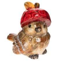 Artikel Dekofigur Vogel aus Keramik mit roter Apfel-Mütze 13cm