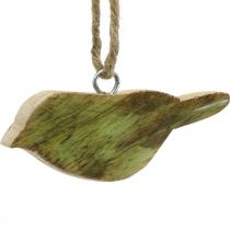 Vögel zum Hängen, Frühlingsdeko, Holzhänger Natur, Grün H4cm 6St