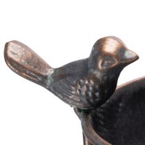 Artikel Deko-Vogelbad aus Metall mit Blumenschale und Rankhilfe, 75cm, Bronze-Optik
